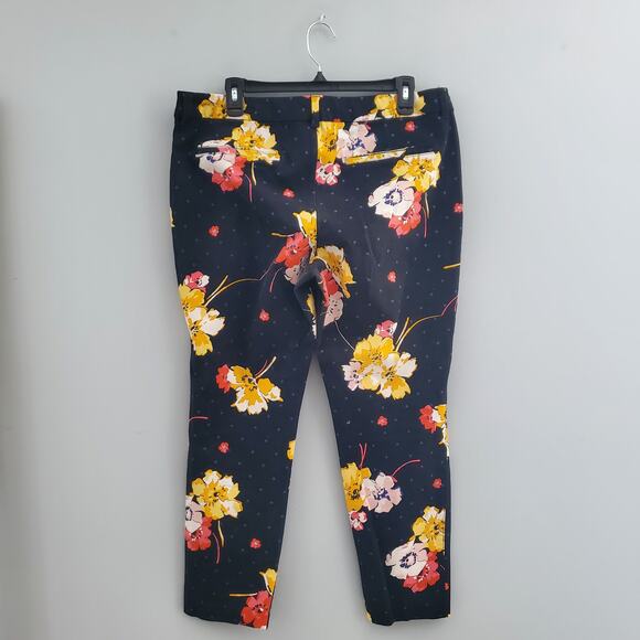 Old Navy Navy Blue Floral Pixie Mid-Rise Pants 14 - Picture 2 of 7